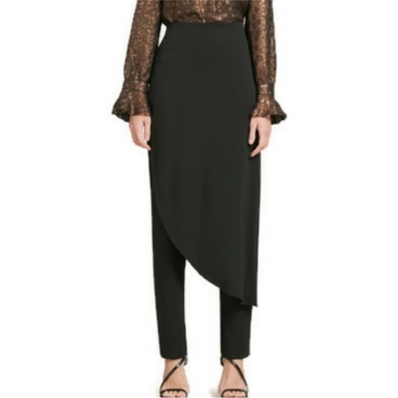 Donna Karan Black Asymmetric Skirt Over Black Pants Size XL